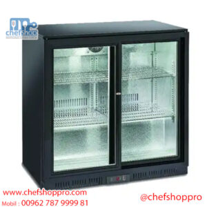 ثلاجة ميني بار سوداء بابين two sliding door back bar refrigerator 220L GN-220HS back bar display chiller