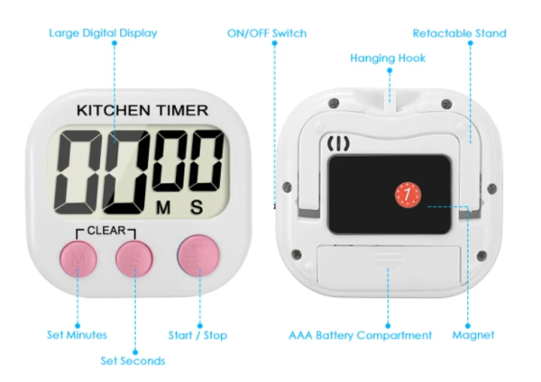 تايمر مطبخ  ديجيتال رقم كبير LCD electronic timer digital - timer kitchen timer reminder DIGITAL TIMER