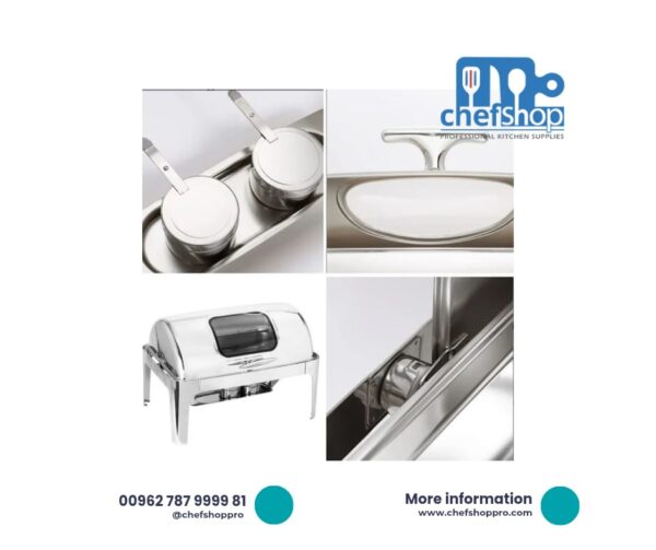 بوفيه تقديم طعام ستانلس ستيل رول توب/ شيفنغدش  Stainless Steel Rectangle Chafing Dish