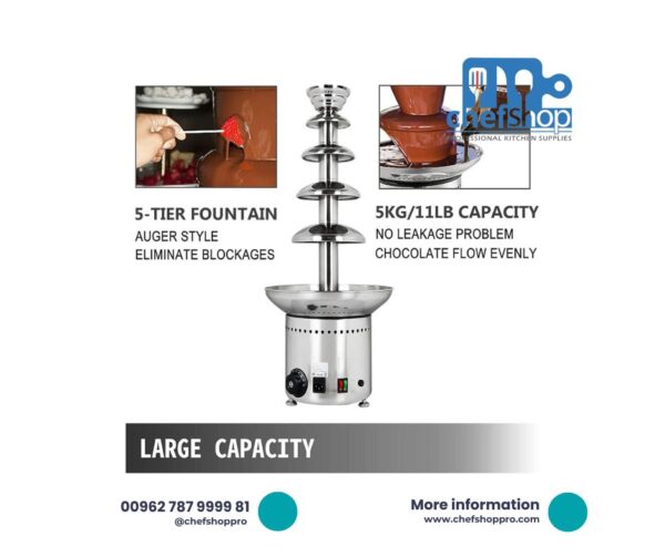 نافورة شوكولا سائلة مع هيتر 5 طبقات  Chocolate Fountain, 5-Tier Chocolate Fondue Fountain Machine