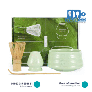 طقم تحضير الماتشا - 4 قطع Matcha Making Tool Set Bamboo Tea Whisk Tea Scoop Bowl Ceramic Tea Whisk Holder